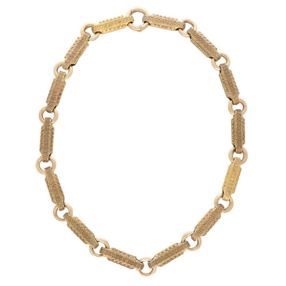 Vintage 1940s Etruscan Style Chunky Link Gold Necklace