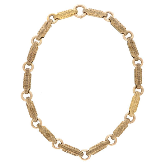 Vintage 1940s Etruscan Style Chunky Link Gold Necklace