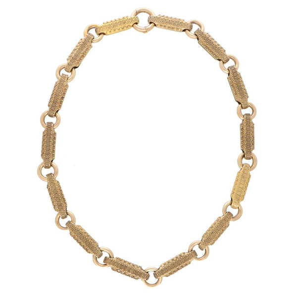 Vintage 1940s Etruscan Style Chunky Link Gold Necklace