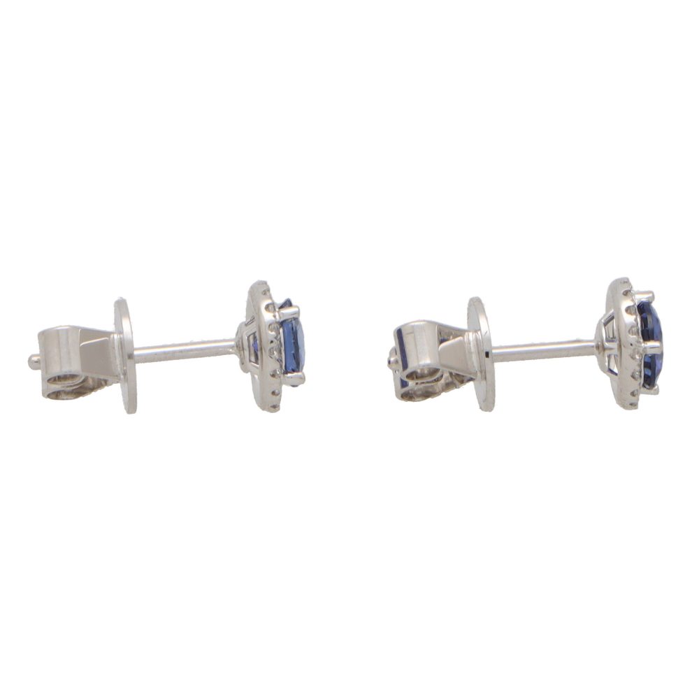 1.11ct Sapphire and Diamond Round Cluster Stud Earrings