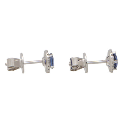 1.11ct Sapphire and Diamond Round Cluster Stud Earrings