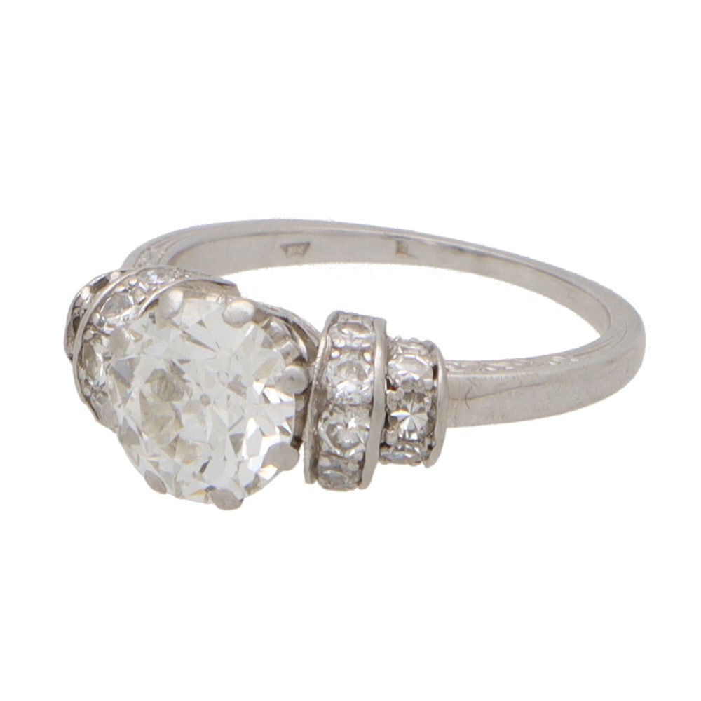 Art Deco 1.51ct Old European Cut Diamond Engagement Ring