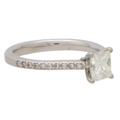 Vintage 0.90ct Princess Cut Diamond Engagement Ring