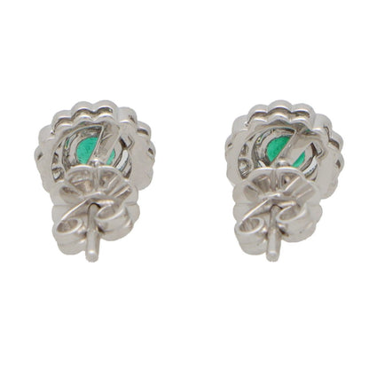 0.47ct Emerald and Diamond Floral Cluster Earrings