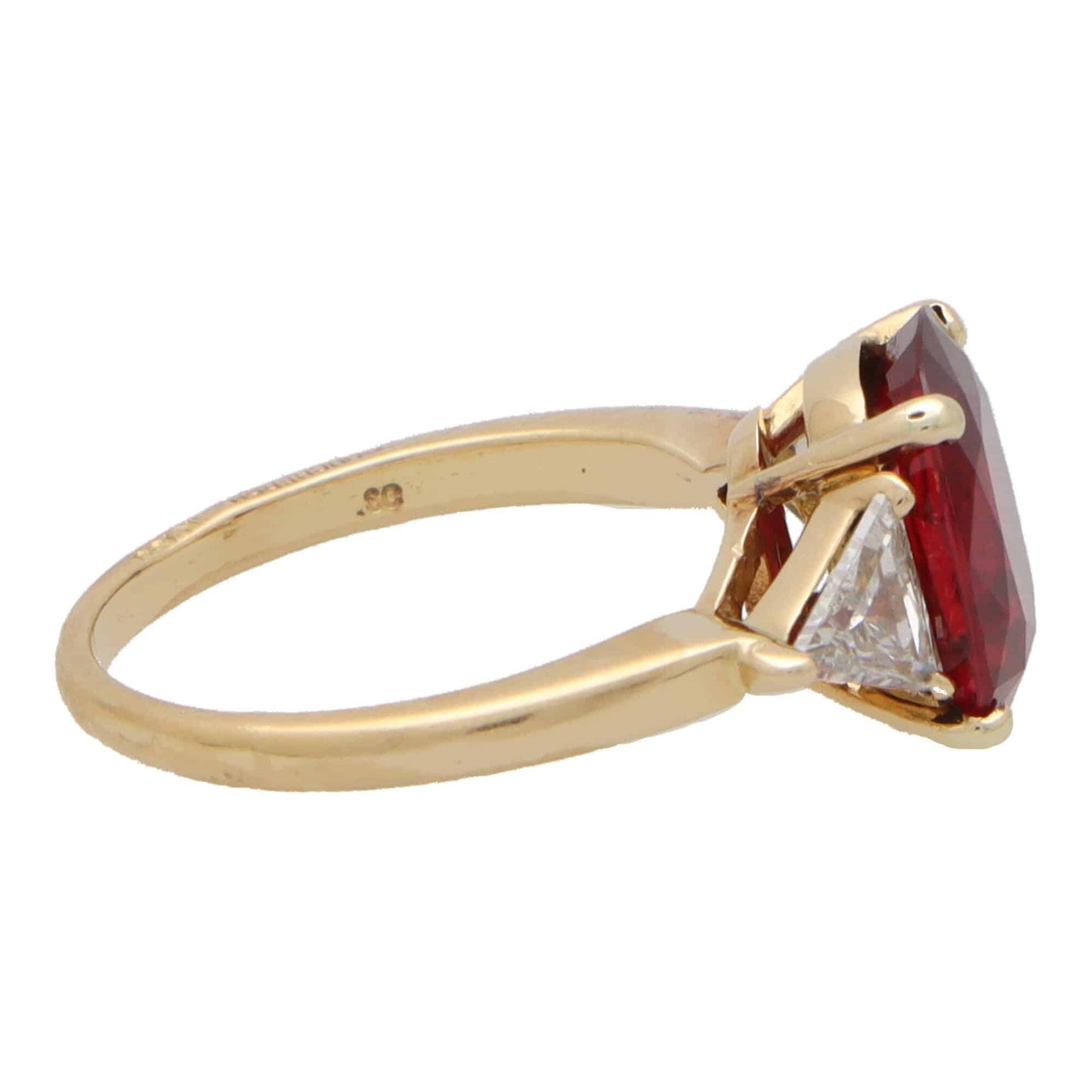 Vintage Boucheron ruby and diamond ring set in yellow gold.