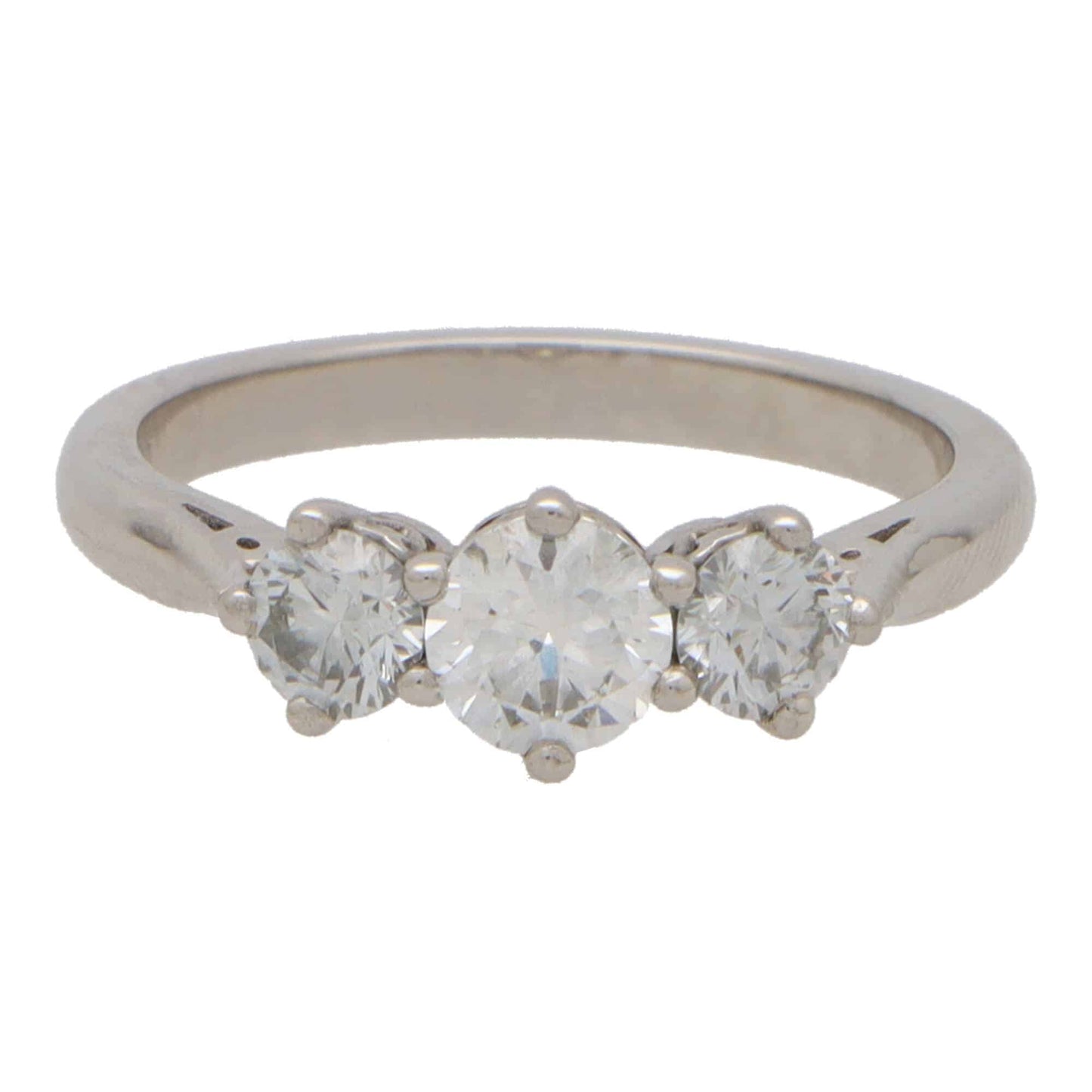 Contemporary Diamond Three Stone Ring In Platinum