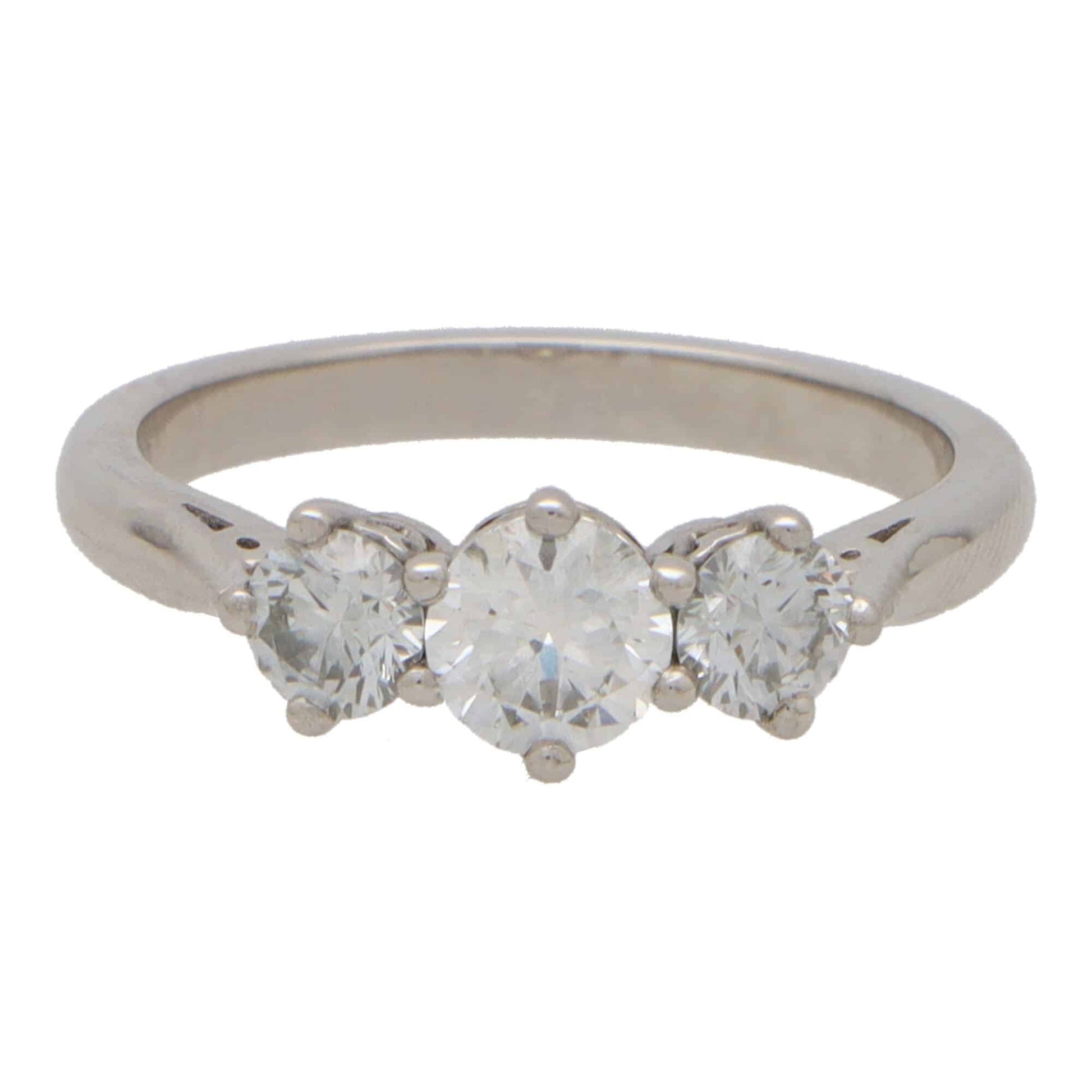 Contemporary Diamond Three Stone Ring In Platinum