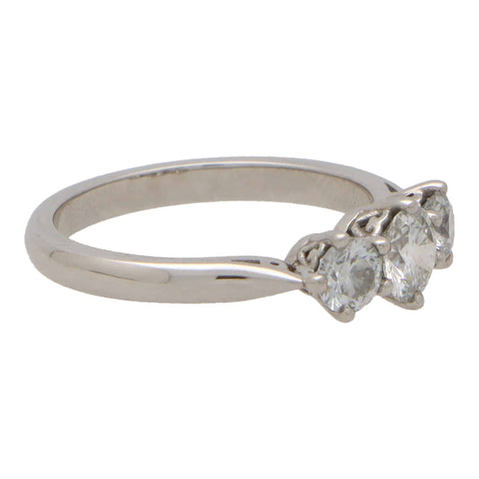 Diamond three stone ring set in platinum.