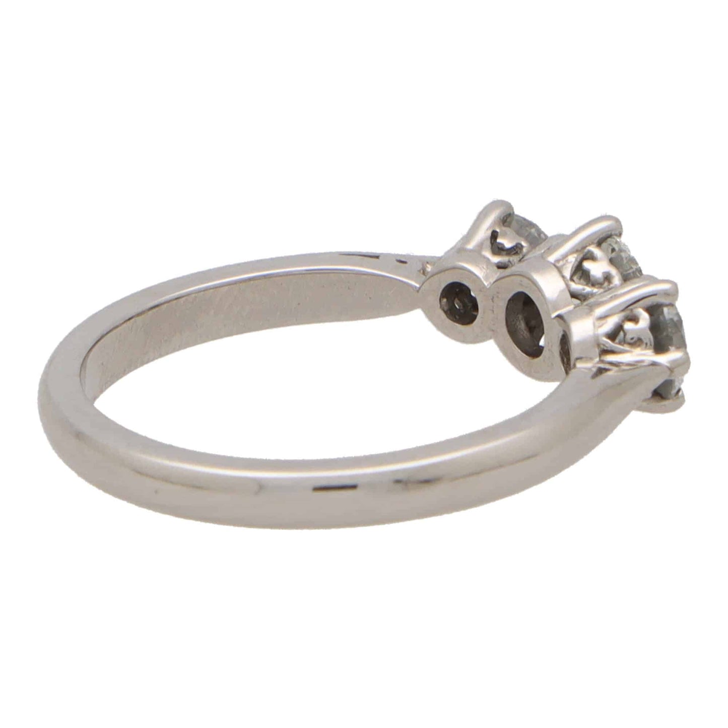 Diamond three stone ring set in platinum.