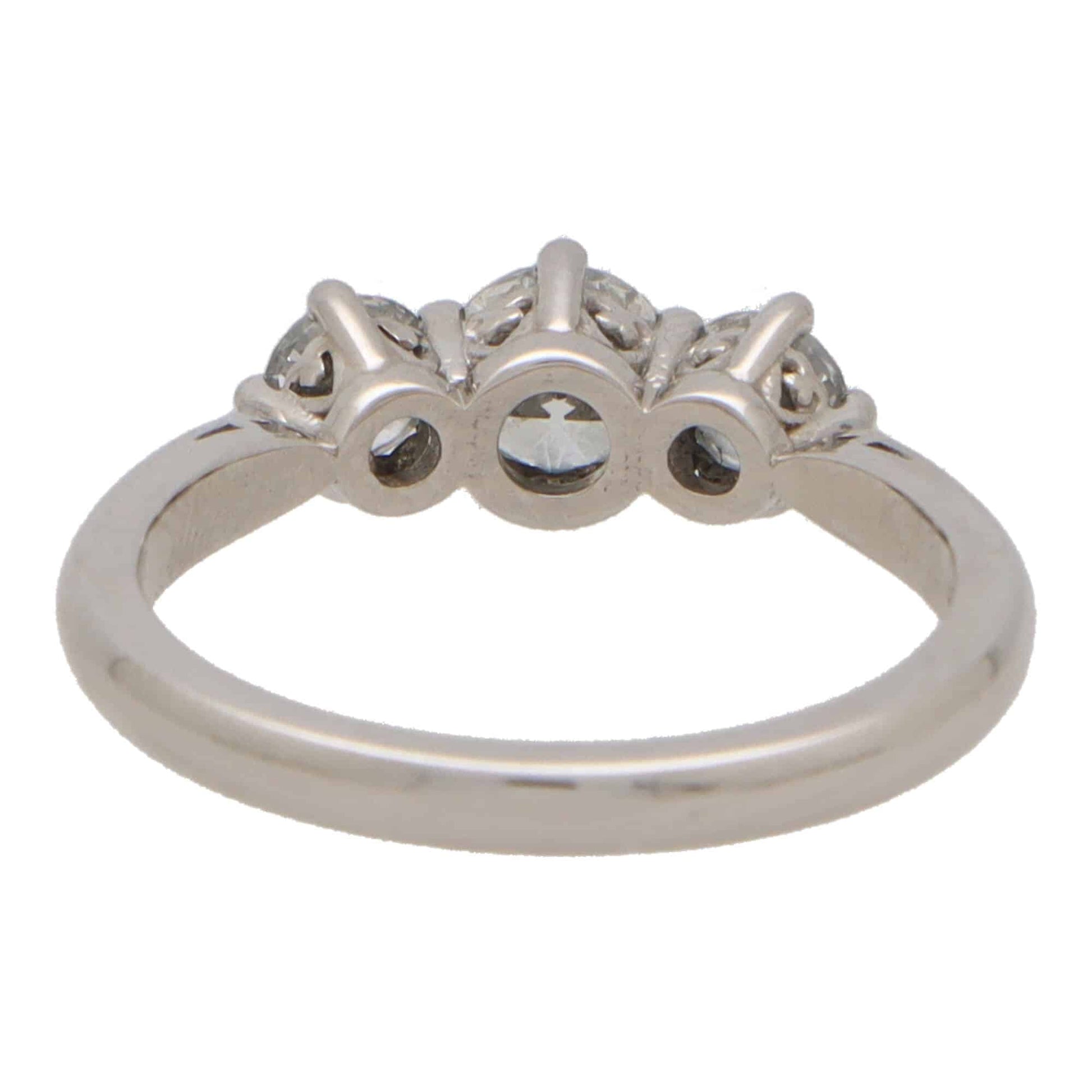 Contemporary Diamond Three Stone Ring In Platinum