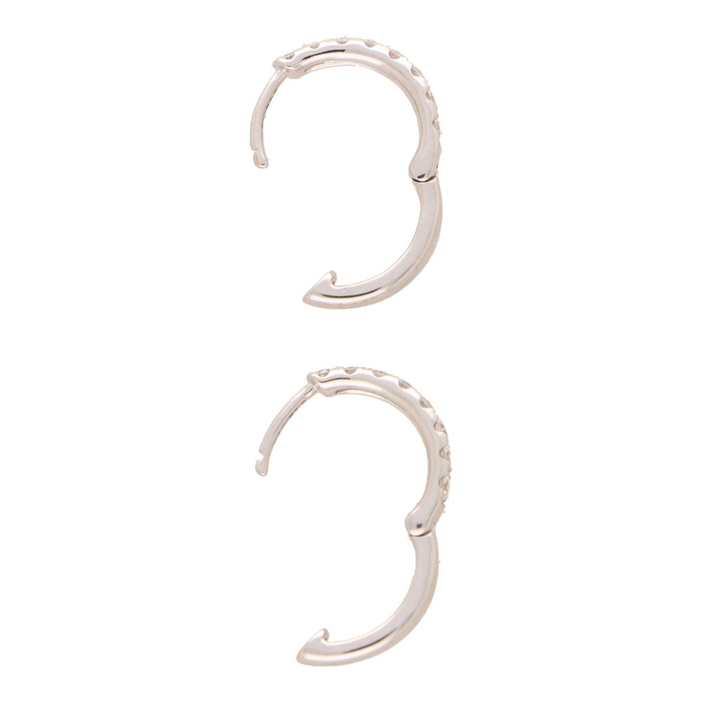 Diamond set hoop earrings in white gold.