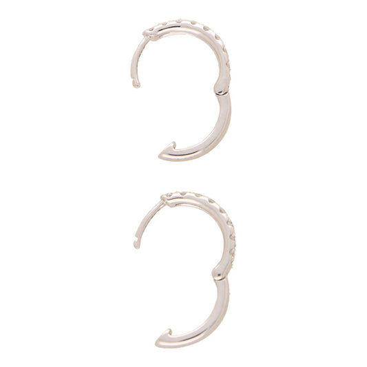 Diamond set hoop earrings in white gold.