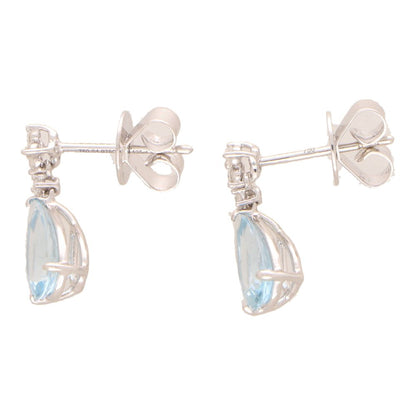 Contemporary Aquamarine And Diamond Drop Earrings In 18 Carat White Gold