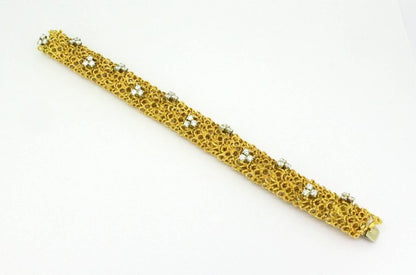 Vintage Italian Diamond Set Gold Bracelet