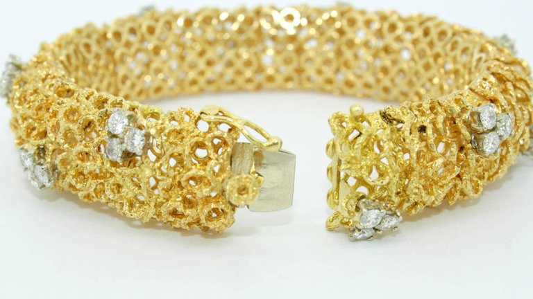 Vintage Italian Diamond Set Gold Bracelet