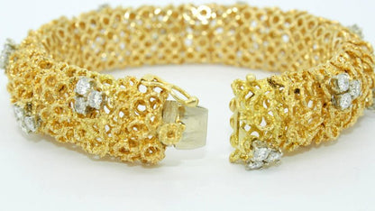 Vintage Italian Diamond Set Gold Bracelet