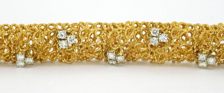 Vintage Italian Diamond Set Gold Bracelet