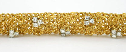 Vintage Italian Diamond Set Gold Bracelet