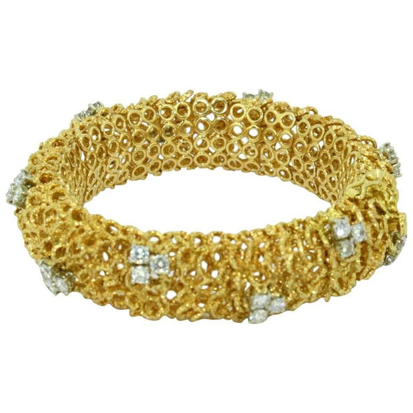 Vintage Italian Diamond Set Gold Bracelet