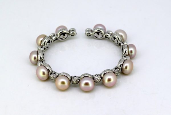 Vintage Chantecler South Sea Pearl and Diamond Bangle