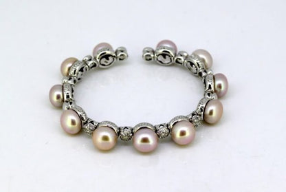Vintage Chantecler South Sea Pearl and Diamond Bangle