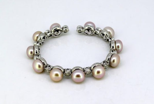 Vintage Chantecler South Sea Pearl and Diamond Bangle