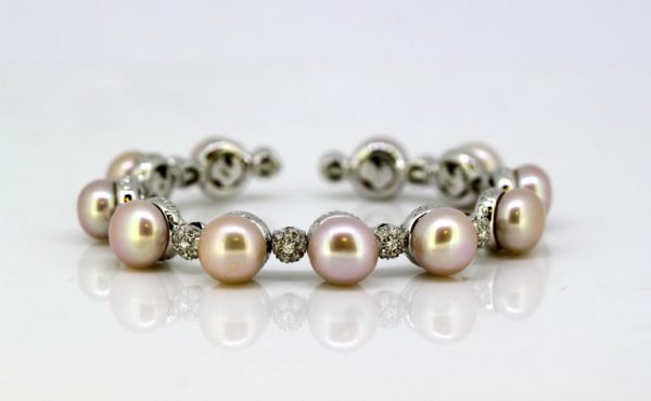 Vintage Chantecler South Sea Pearl and Diamond Bangle