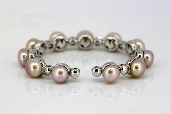 Vintage Chantecler South Sea Pearl and Diamond Bangle