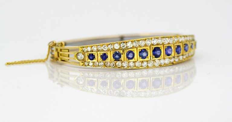 Antique Art Deco Sapphire and Diamond Bangle