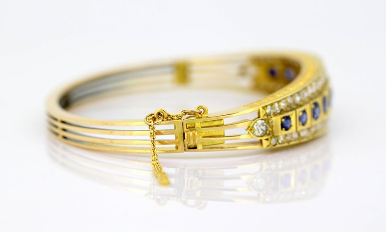 Antique Art Deco Sapphire and Diamond Bangle