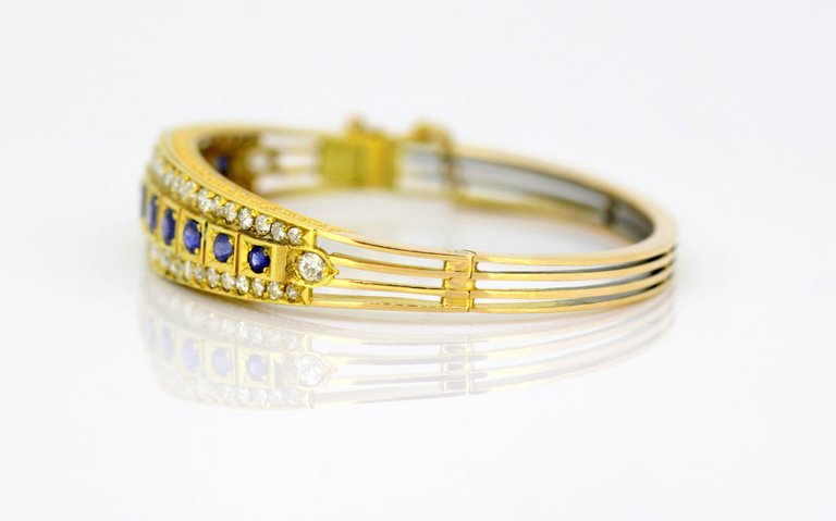 Antique Art Deco Sapphire and Diamond Bangle