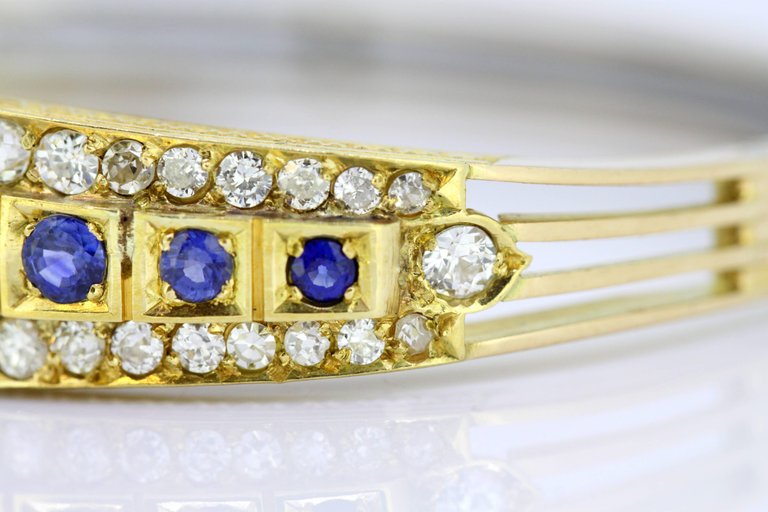 Antique Art Deco Sapphire and Diamond Bangle