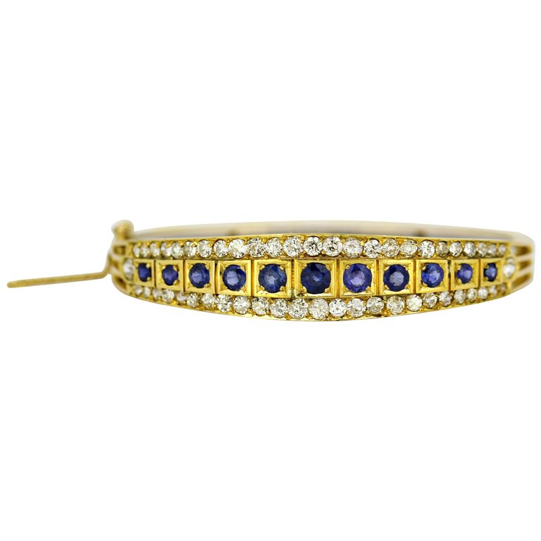 Antique Art Deco Sapphire and Diamond Bangle