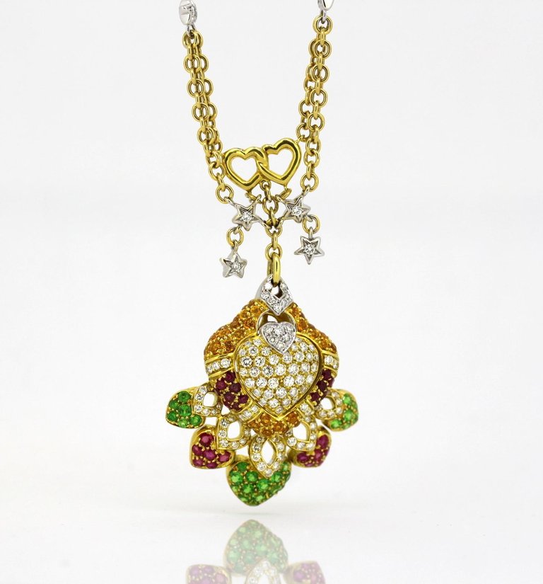 Vintage 18ct Yellow Gold Heart Pendant Necklace