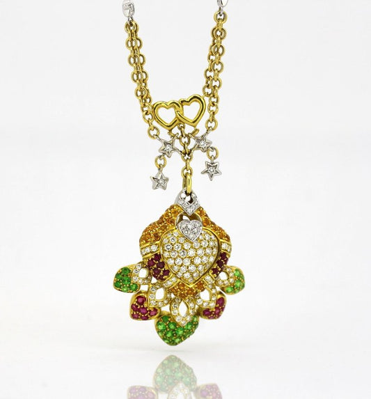 Vintage 18ct Yellow Gold Heart Pendant Necklace