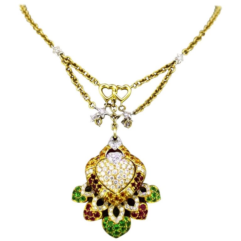 Vintage 18ct Yellow Gold Heart Pendant Necklace