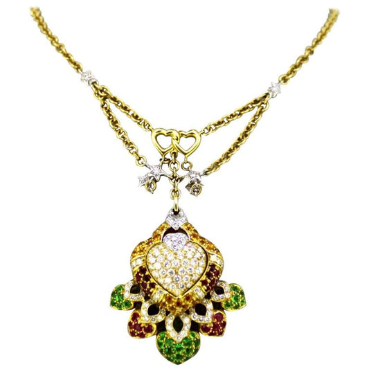 Vintage 18ct Yellow Gold Heart Pendant Necklace