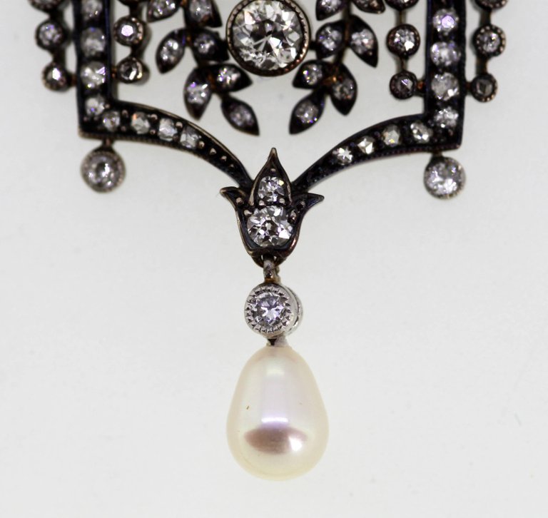 Antique Belle Époque Diamond Pendant Necklace
