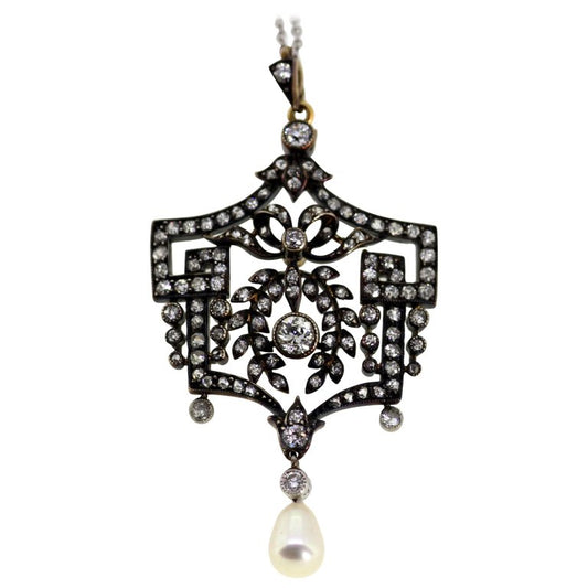 Antique Belle Époque Diamond Pendant Necklace