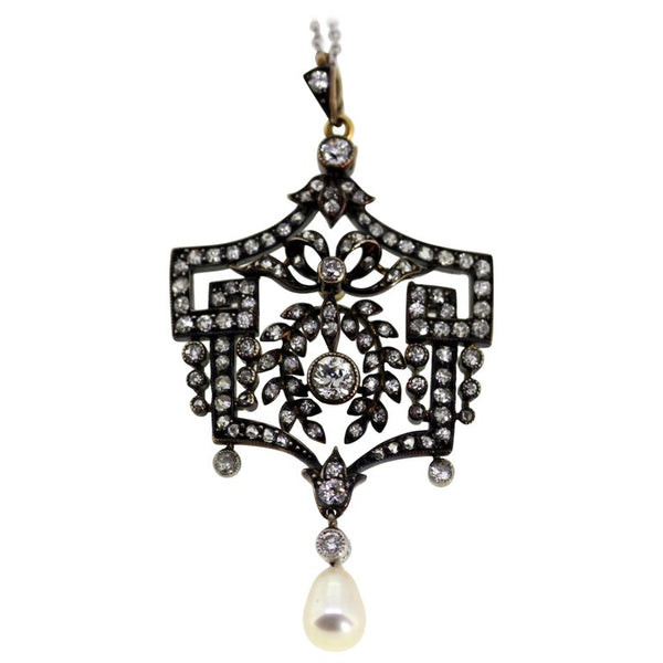Antique Belle Époque Diamond Pendant Necklace