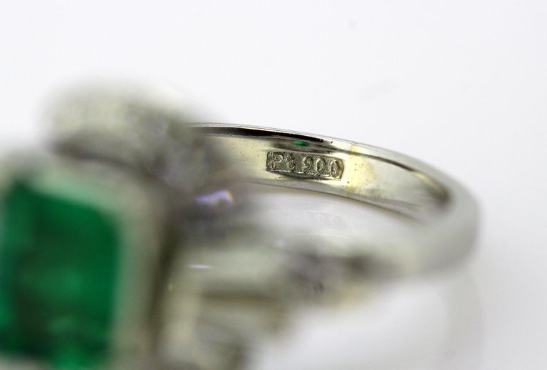 Emerald and Diamond Platinum Ring