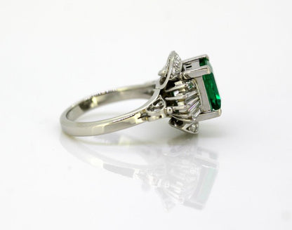 Emerald and Diamond Platinum Ring