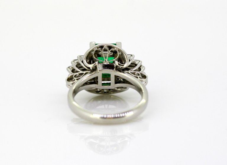 Emerald and Diamond Platinum Ring