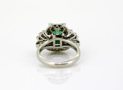 Emerald and Diamond Platinum Ring