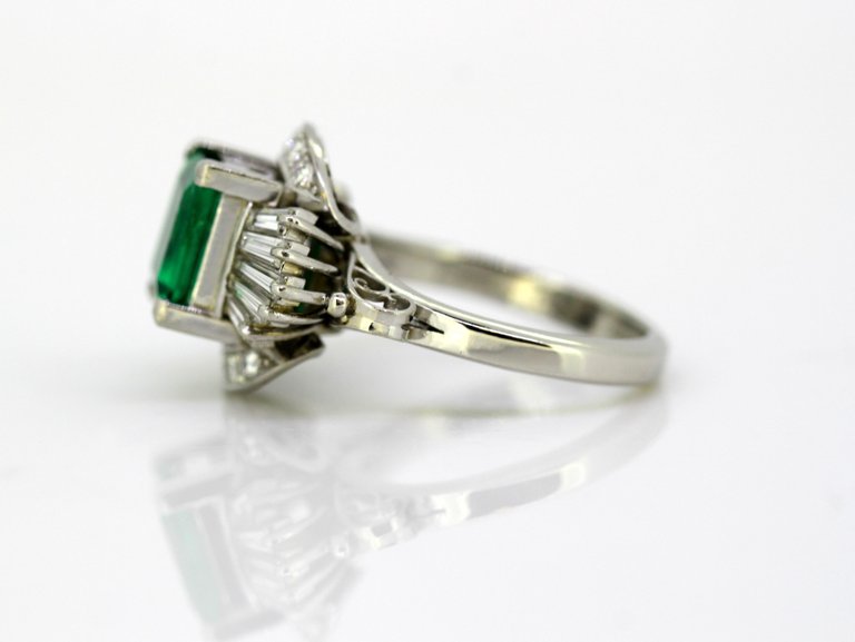 Emerald and Diamond Platinum Ring