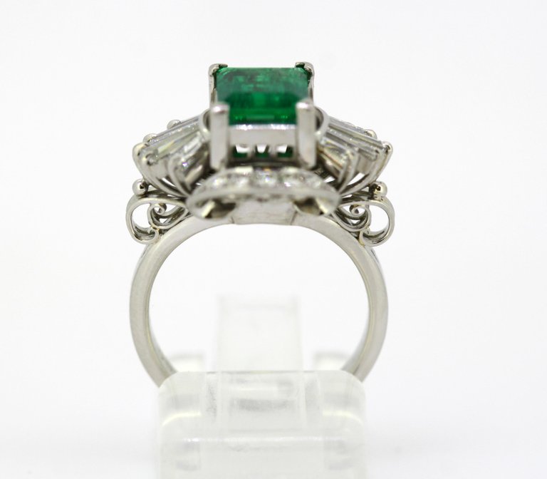 Emerald and Diamond Platinum Ring