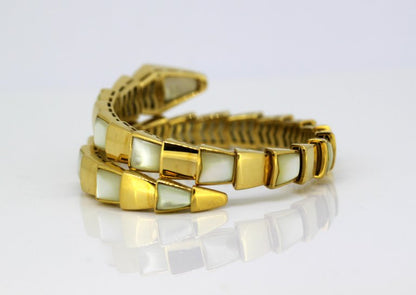 Bvlgari Serpenti Mother of pearl Yellow Gold Wrap Snake Bracelet