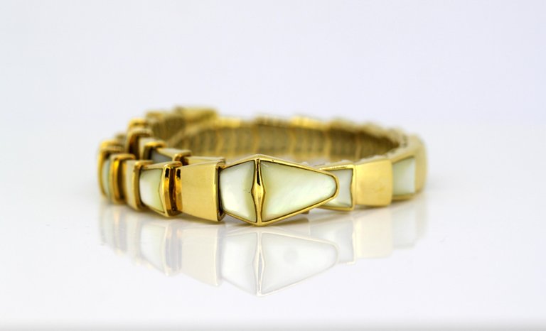 Bvlgari Serpenti Mother of pearl Yellow Gold Wrap Snake Bracelet