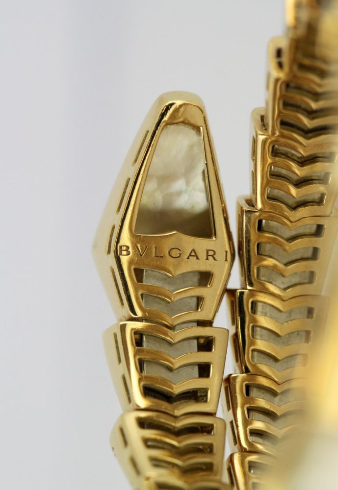 Bvlgari Serpenti Mother of pearl Yellow Gold Wrap Snake Bracelet