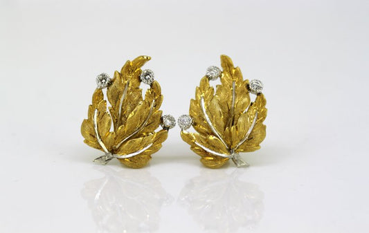 Vintage Buccellati Diamond Clip On Earrings